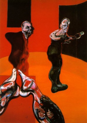 Oil bacon, francis Painting - Three Studies for a Crucifixion - 1 by Bacon, Francis