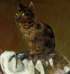 Oil balthus Painting - Cat with Mirror III (Detail of cat) by Balthus