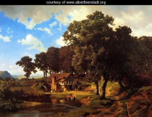 Oil bierstadt, albert Painting - A Rustic Mill by Bierstadt, Albert