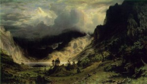 Oil the Painting - A Storm in the Rocky Mountains  1866 by Bierstadt, Albert