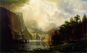 Oil the Painting - Among the Sierra Nevada Mountains, California 1868 by Bierstadt, Albert