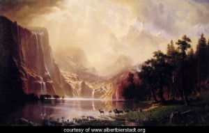 Oil the Painting - Among The Sierra Nevada Mountains California by Bierstadt, Albert