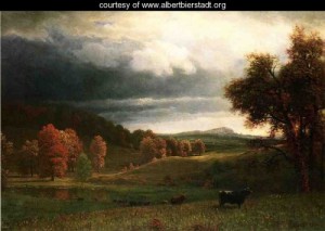 Oil the Painting - Autumn Landscape, The Catskills by Bierstadt, Albert