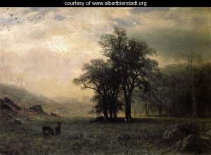 Oil landscape Painting - Deer In A Landscape by Bierstadt, Albert