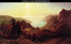 Oil bierstadt, albert Painting - Donner Lake From The Summit by Bierstadt, Albert