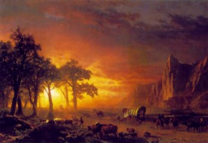 Oil the Painting - Emigrants Crossing the Plains 1867 by Bierstadt, Albert