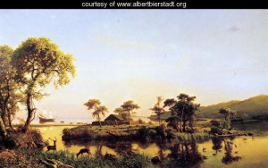 Oil bierstadt, albert Painting - Gosnold At Cuttyhunk 1602 by Bierstadt, Albert