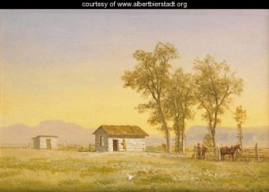 Oil bierstadt, albert Painting - Homestead in the Rocky Mountains 1863 by Bierstadt, Albert