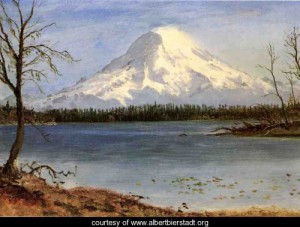 Oil bierstadt, albert Painting - Lake In The Rockies by Bierstadt, Albert