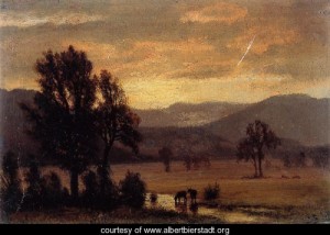 Oil bierstadt, albert Painting - Landscape With Cattle by Bierstadt, Albert