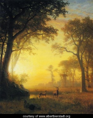 Oil bierstadt, albert Painting - Light in the Forest by Bierstadt, Albert