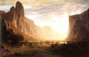 Oil the Painting - Looking Down the Yosemite Valley, California, 1865 by Bierstadt, Albert