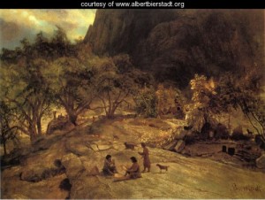 Oil bierstadt, albert Painting - Mariposa Indian Encampment Yosemite Valley California by Bierstadt, Albert