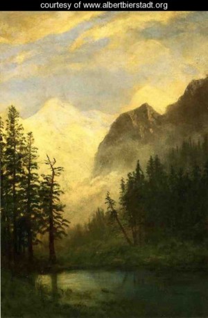 Oil landscape Painting - Moonlit Landscape by Bierstadt, Albert