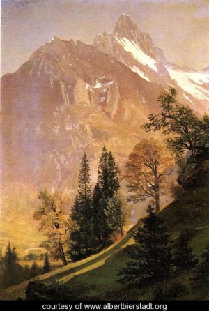 Oil mountain Painting - Mountain Landscape by Bierstadt, Albert