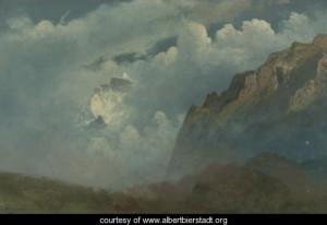 Oil mountain Painting - Mountain Peaks in the Clouds by Bierstadt, Albert