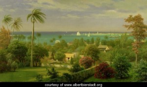 Oil bierstadt, albert Painting - Panoramic View of the Harbour at Nassau in the Bahamas by Bierstadt, Albert