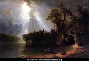 Oil bierstadt, albert Painting - Passing Storm Over The Sierra Nevada by Bierstadt, Albert