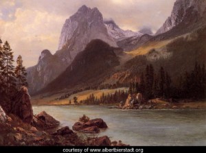 Oil mountain Painting - Rocky Mountain I by Bierstadt, Albert