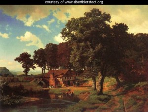 Oil bierstadt, albert Painting - Rustic Mill 1855 by Bierstadt, Albert