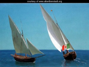 Oil bierstadt, albert Painting - Sailing vessels off Capri by Bierstadt, Albert