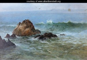 Oil bierstadt, albert Painting - Seal Rocks off Pacific Coast, California by Bierstadt, Albert