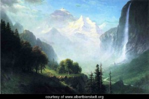 Oil bierstadt, albert Painting - Staubbach Falls Near Lauterbrunnen Switzerland by Bierstadt, Albert