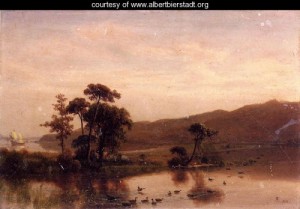 Oil bierstadt, albert Painting - Study for 'Gosnold at Cuttyhunk, 1602' by Bierstadt, Albert