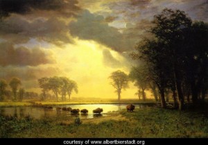Oil bierstadt, albert Painting - The Buffalo Trail by Bierstadt, Albert