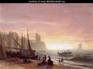 Oil bierstadt, albert Painting - The Fishing Fleet by Bierstadt, Albert