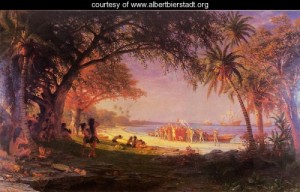 Oil bierstadt, albert Painting - The Landing Of Columbus by Bierstadt, Albert