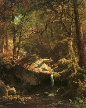 Oil the Painting - The Mountain Brook 1863 by Bierstadt, Albert