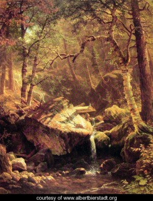 Oil mountain Painting - The Mountain Brook by Bierstadt, Albert