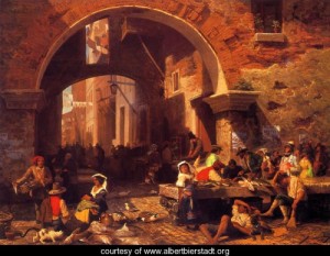 Oil bierstadt, albert Painting - The Portico Of Octavia by Bierstadt, Albert