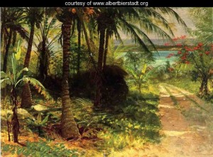Oil bierstadt, albert Painting - Tropical Landscape by Bierstadt, Albert