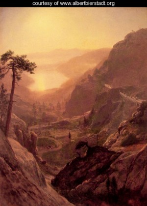 Oil bierstadt, albert Painting - View Of Donner Lake California by Bierstadt, Albert