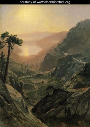 Oil bierstadt, albert Painting - View of Donner Lake, California I by Bierstadt, Albert