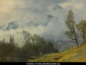 Oil bierstadt, albert Painting - Western Landscape 1880 by Bierstadt, Albert
