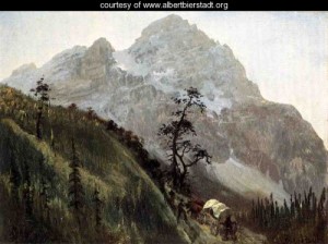 Oil bierstadt, albert Painting - Western Trail The Rockies by Bierstadt, Albert