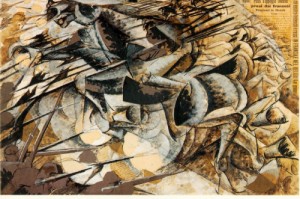 Oil the Painting - Charge of the Lancers  1915 by Boccioni, Umberto