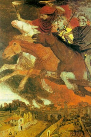 Oil bocklin, arnold Painting - War 1896 Dresden. by Bocklin, Arnold