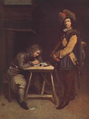  Photograph - Officer Writing a Letter by Borch, Gerard Ter