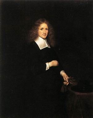 Oil borch, gerard ter Painting - Portrait of a Young Man  - c. 1670 by Borch, Gerard Ter