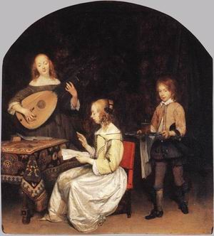 Oil borch, gerard ter Painting - The Concert - c. 1657 by Borch, Gerard Ter