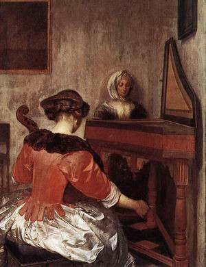  Photograph - The Concert  -c. 1675 by Borch, Gerard Ter