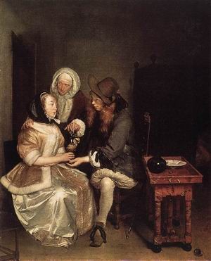 Oil borch, gerard ter Painting - The Glass of Lemonade  1655-60 by Borch, Gerard Ter