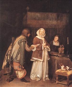Oil borch, gerard ter Painting - The Letter  c. 1655 by Borch, Gerard Ter