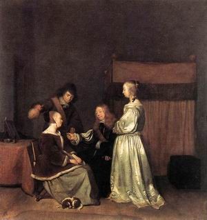 Oil borch, gerard ter Painting - The Visit by Borch, Gerard Ter
