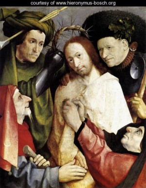 Oil bosch, hieronymus Painting - Christ Mocked (Crowning with Thorns) 1495-1500 by Bosch, Hieronymus