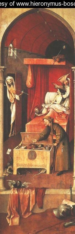 Oil bosch, hieronymus Painting - Death and the Miser c. 1490 by Bosch, Hieronymus